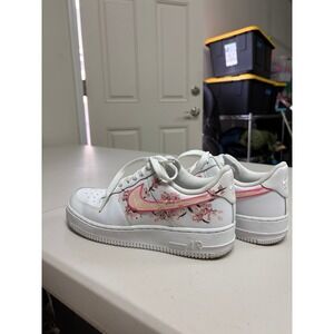 Custom Hand-Painted Nike Air Force 1 - Cherry Blossom Sakura Art - Women's 8